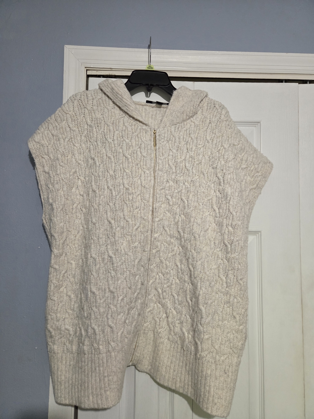 Marc New York Cream Cable-Knit Hooded Zip Cardigan